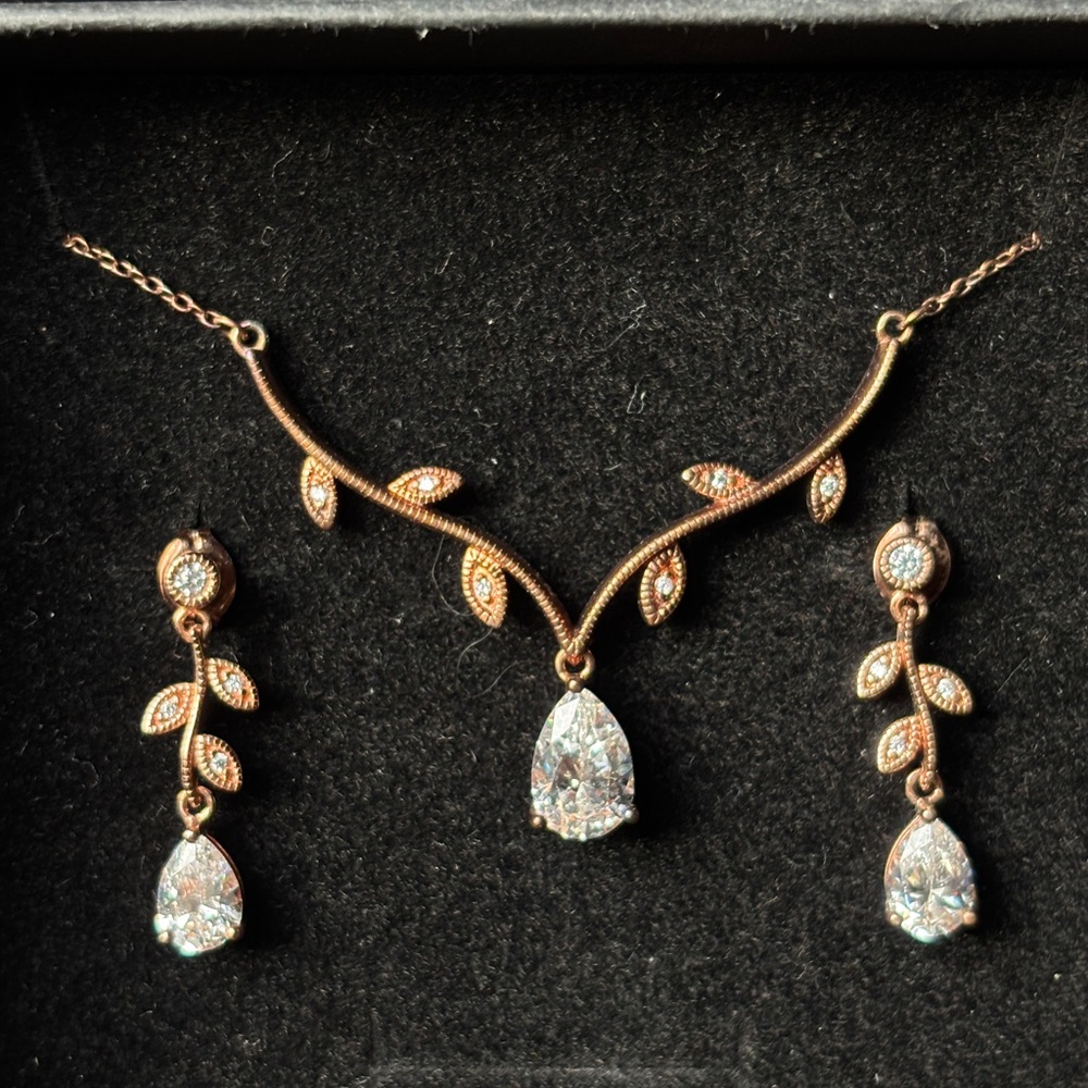 Steelx 925 necklace and earrings set rose gold sold on fb marketplace